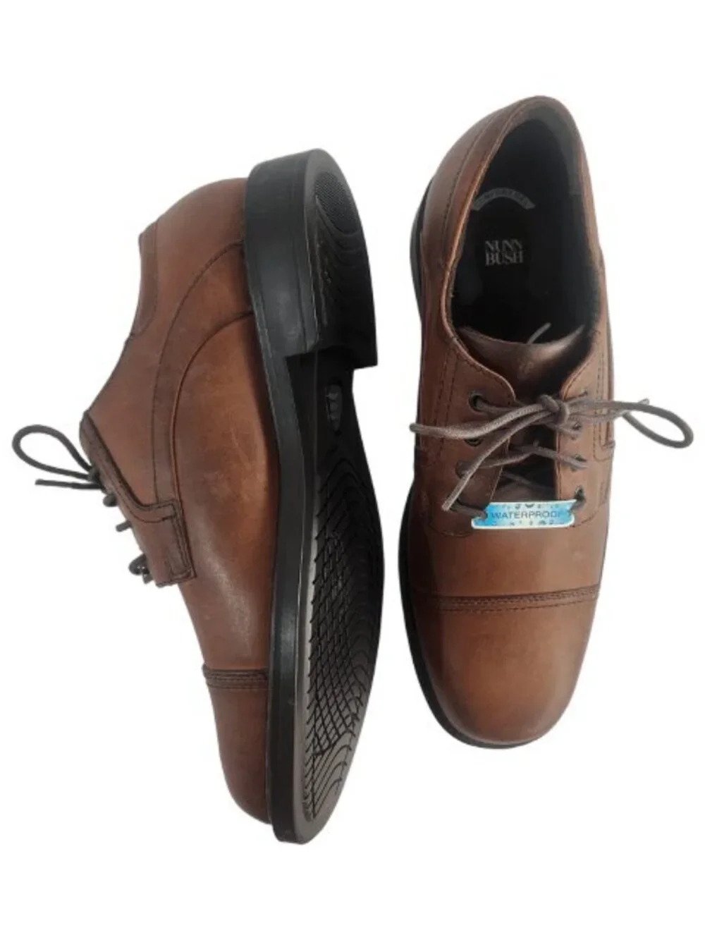 Nunn Bush Men's Brown Waterproof Leather Cap Toe Oxford Shoes 81480-02 Size 9.5M